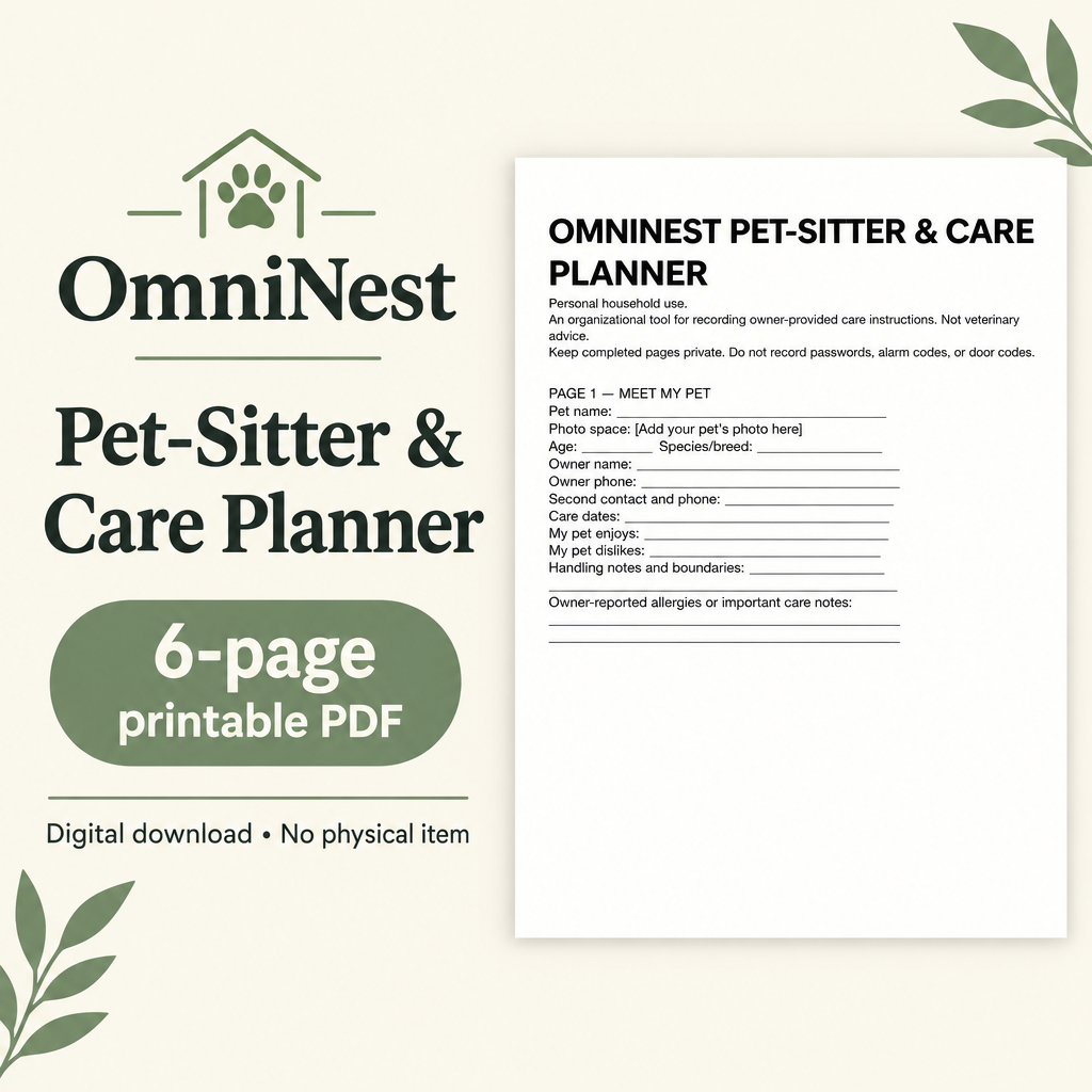 OmniNest pet-care planner cover